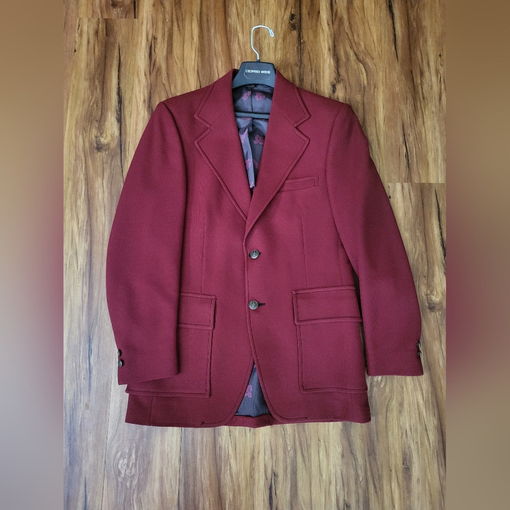 Vintage Sears The Travellers Knit Red Blazer, Sports Coat For Men Size 48R